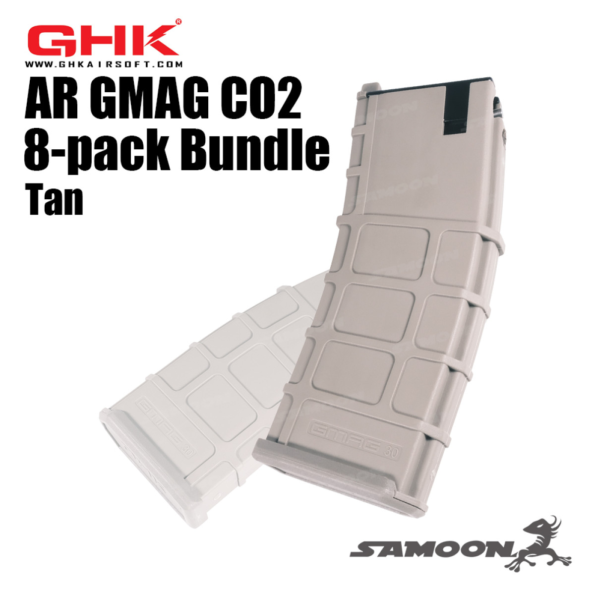 GHK AR GMAG CO2 Magazine--8-Pack Bundle / Tan
